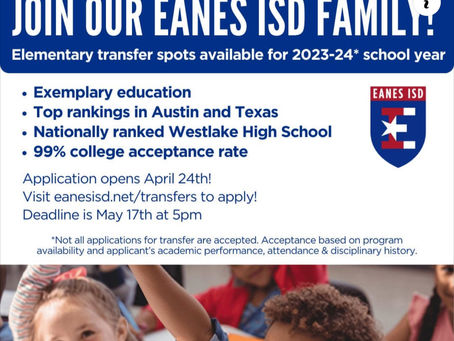 Elementary Transfers Available Into Eanes ISD