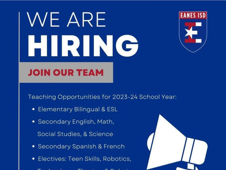 Eanes ISD "We Are Hiring"