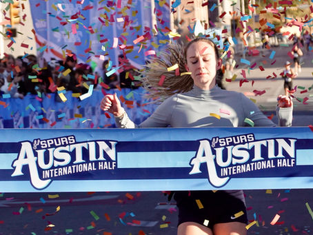 Austin International Half Marathon           Paige Hofstad first place Woman