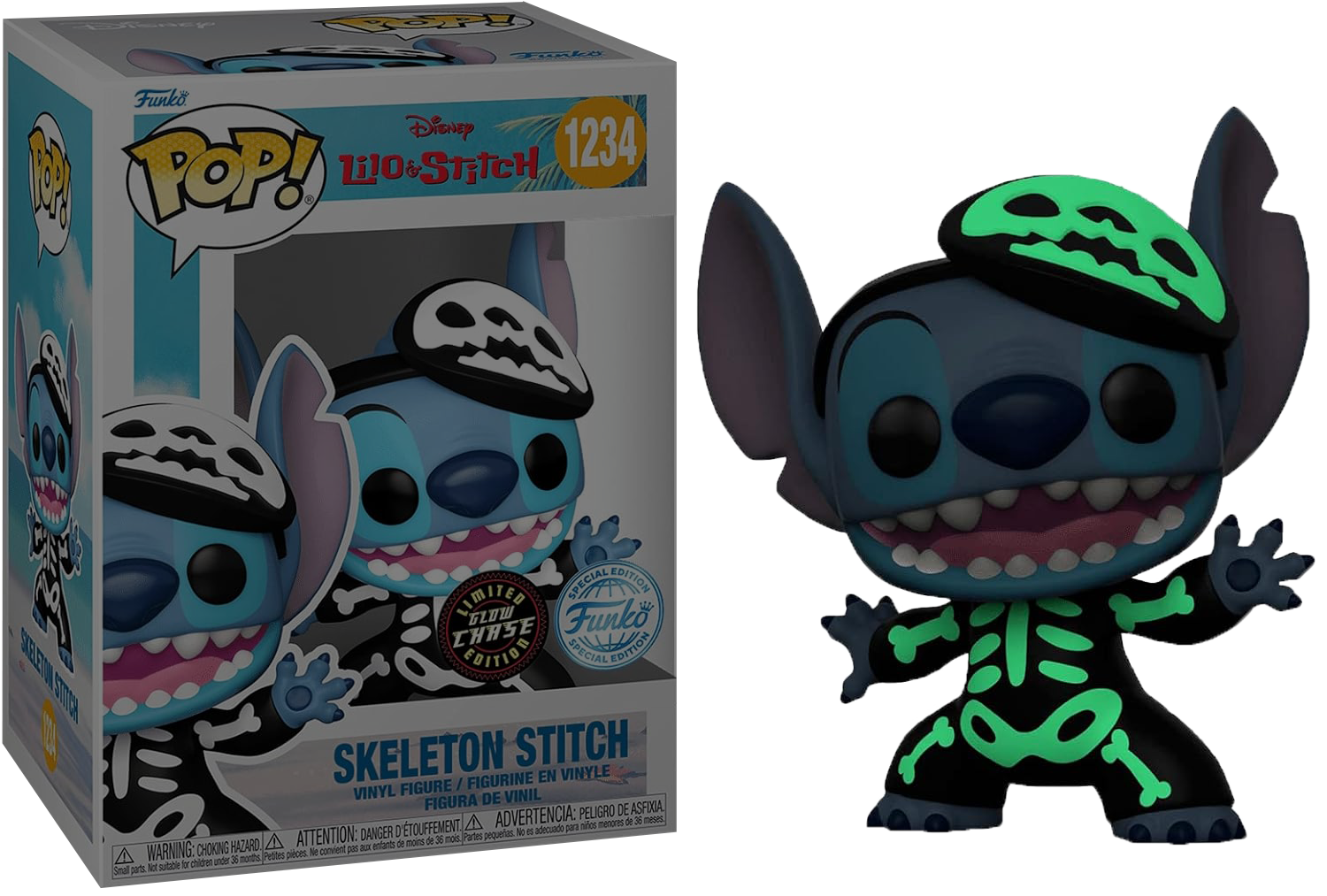 Skeleton Stitch 1234 Chase Glow Lilo & Stitch - Funko Pop! Vinyl Figure
