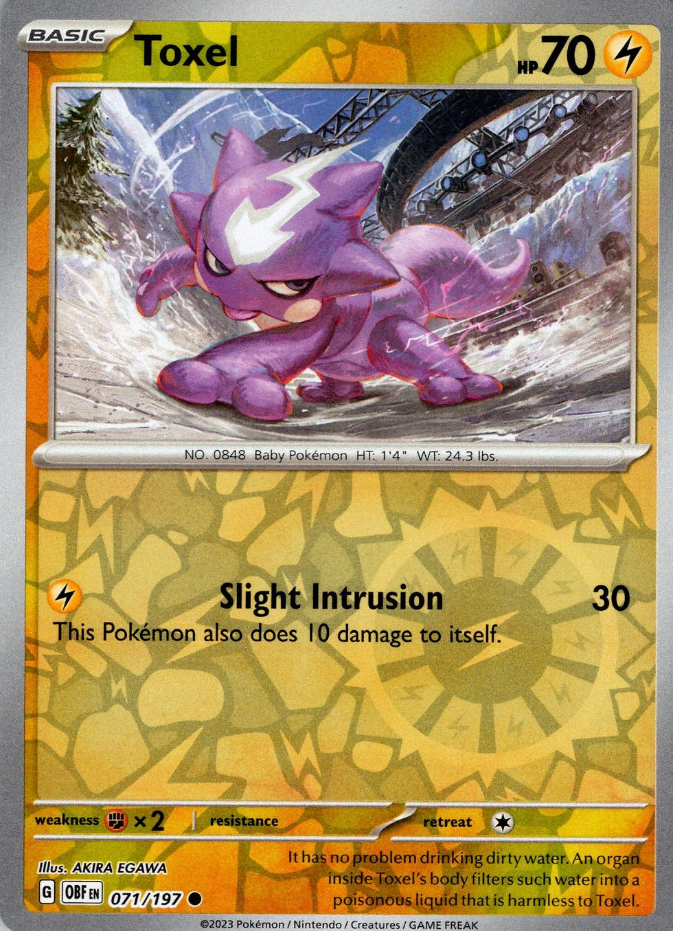 071/197 Toxel Reverse Holo Pokemon SV Obsidian Flames Singles