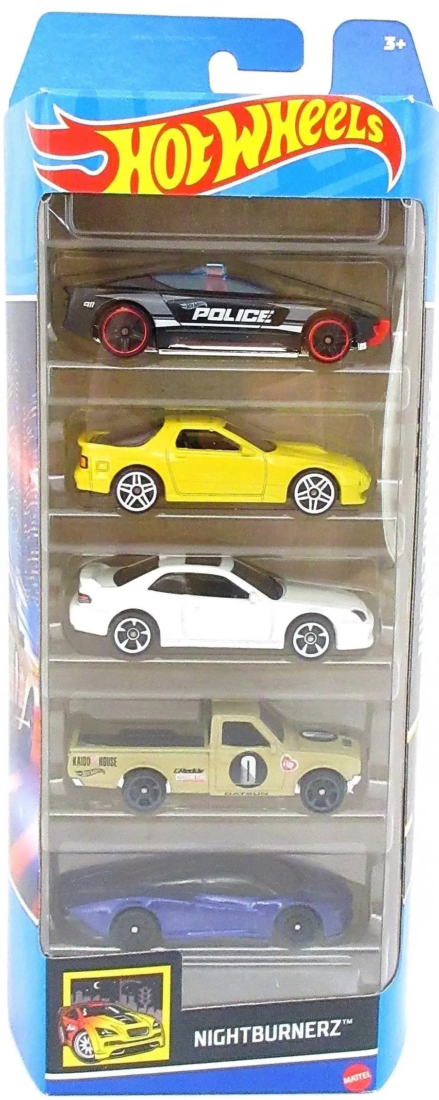 Nightburnerz 5 Pack Hot Wheels RX-7 Supra DB5 Mustang Charger