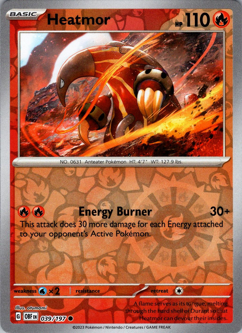 039/197 Heatmor Reverse Holo Pokemon SV Obsidian Flames Singles