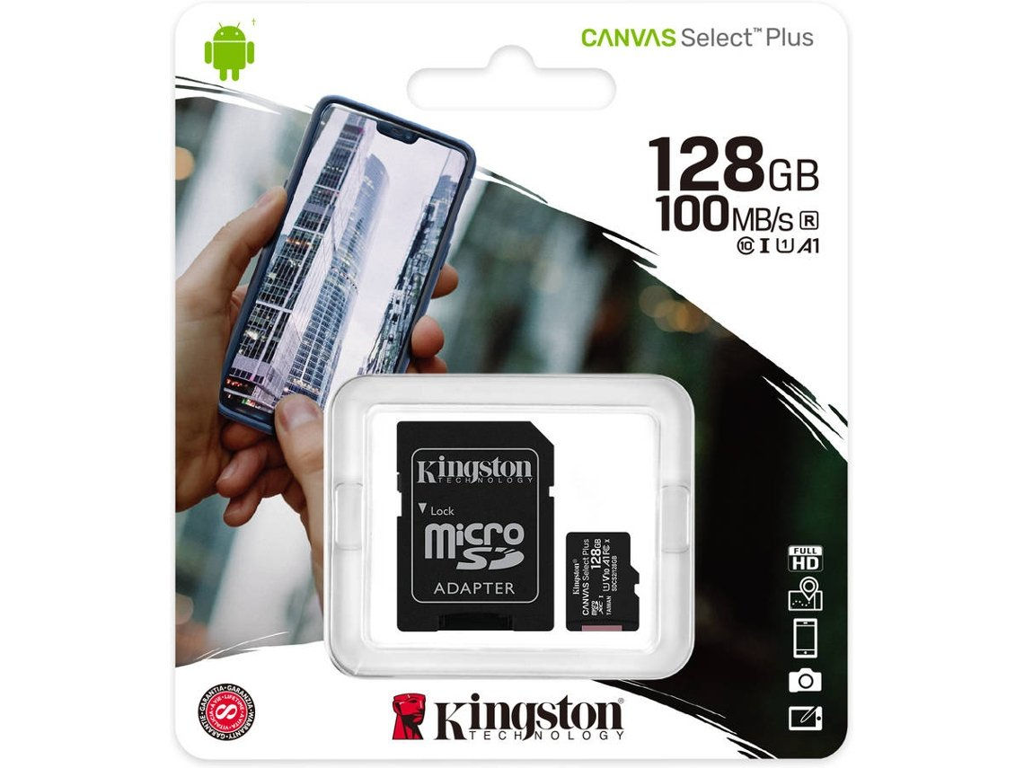 Cartão de Memória MicroSD KINGSTON  (128 GB - SDHC)