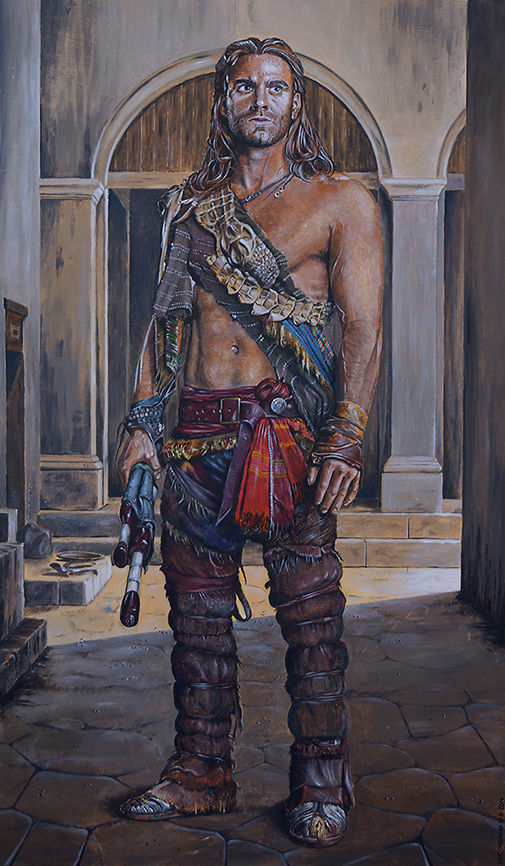 Gannicus acrylique sur bois