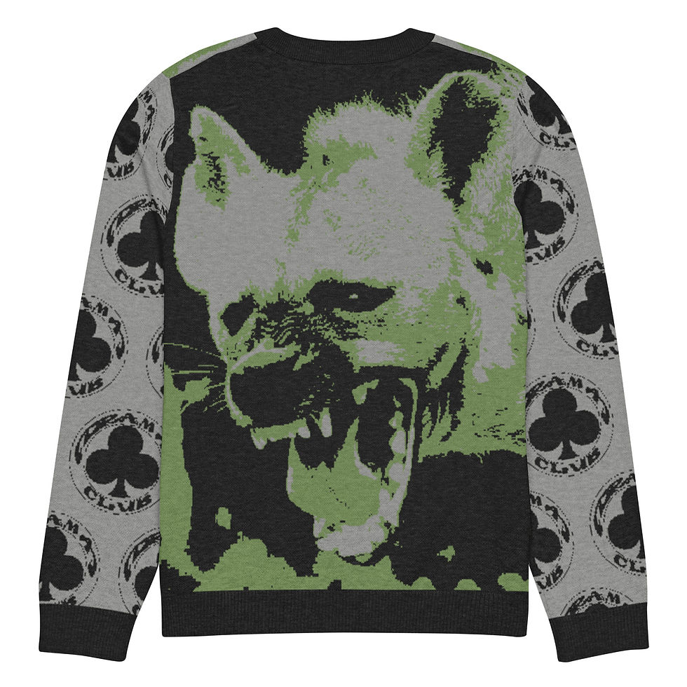 Thumbnail: Drama Club Brand Knit Crew Neck Sweater-"Hyena Head"
