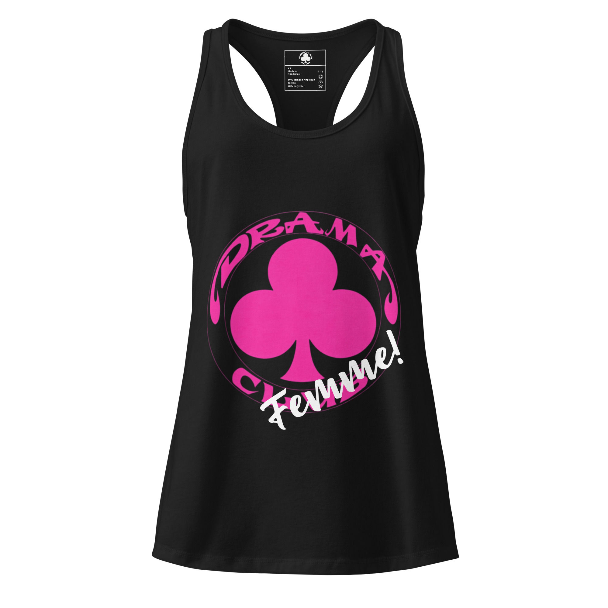Drama Club "Femme!" Black Women’s Fitted Racerback Tank Top