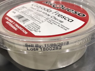 Product codes printed on round containers