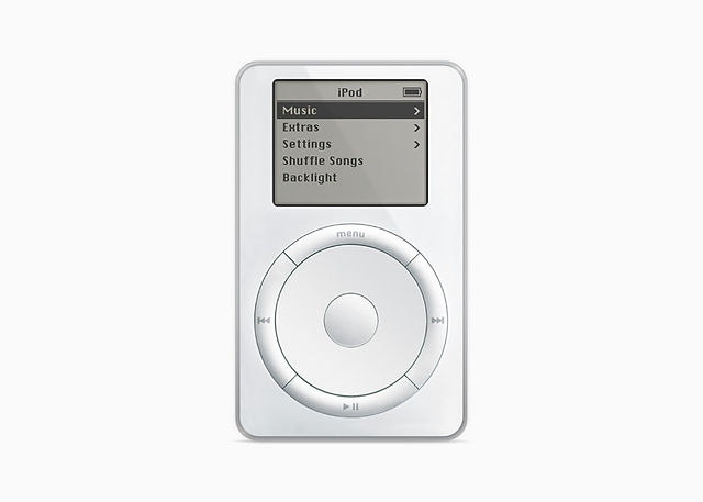 Оригинальный iPod, представленный 23 октября 2001 года, был первым MP3-плеером, который вместил в потрясающий корпус весом 140г 1000 песен и аккумулятор на 10 часов.