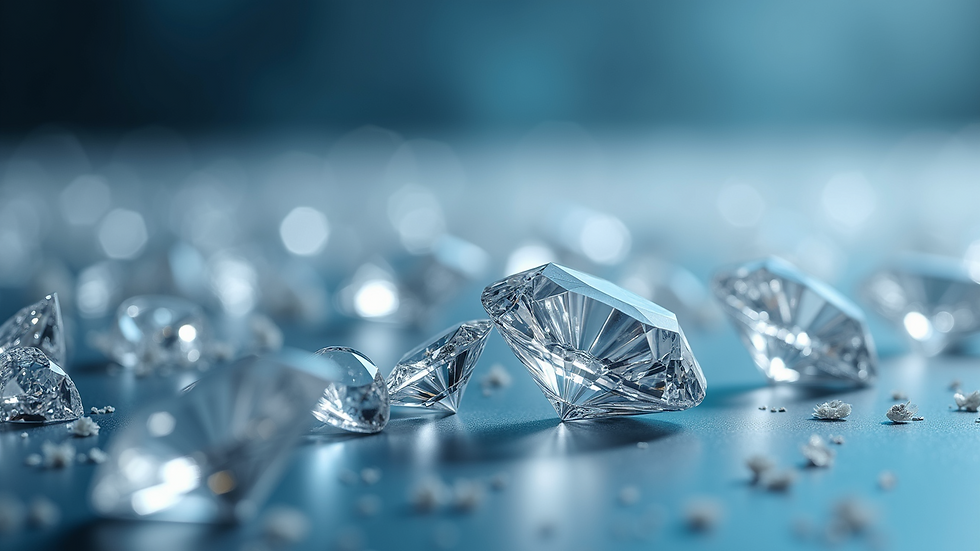 High angle view of a beautiful collection of lab-grown diamonds