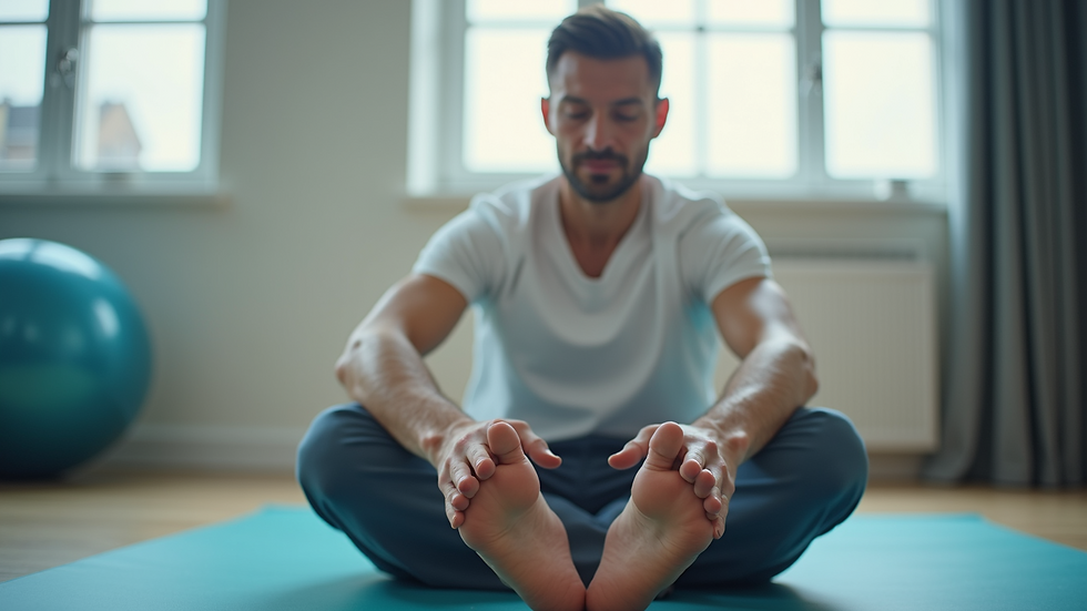Eye-level view of a physical therapist demonstrating knee exercises
