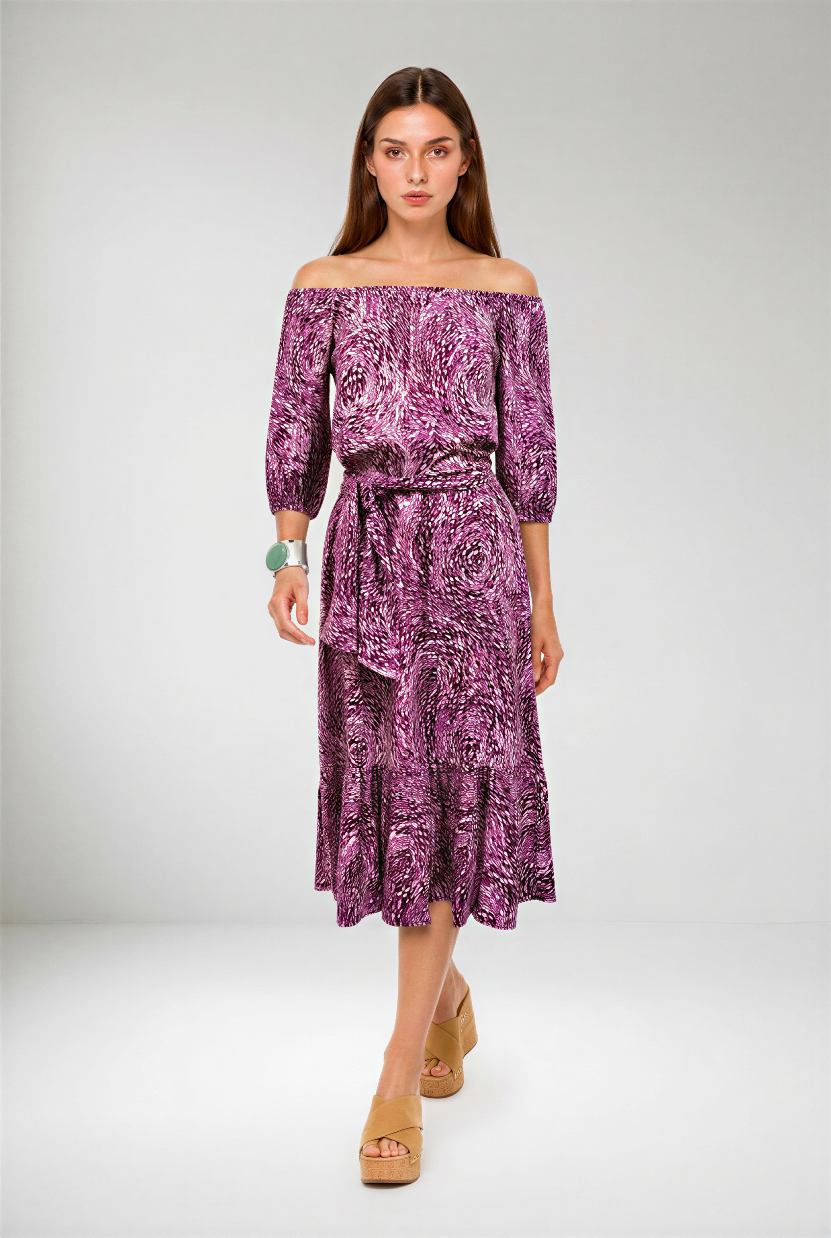 Vestido Ombro a Ombro Jersey Premium Estampado