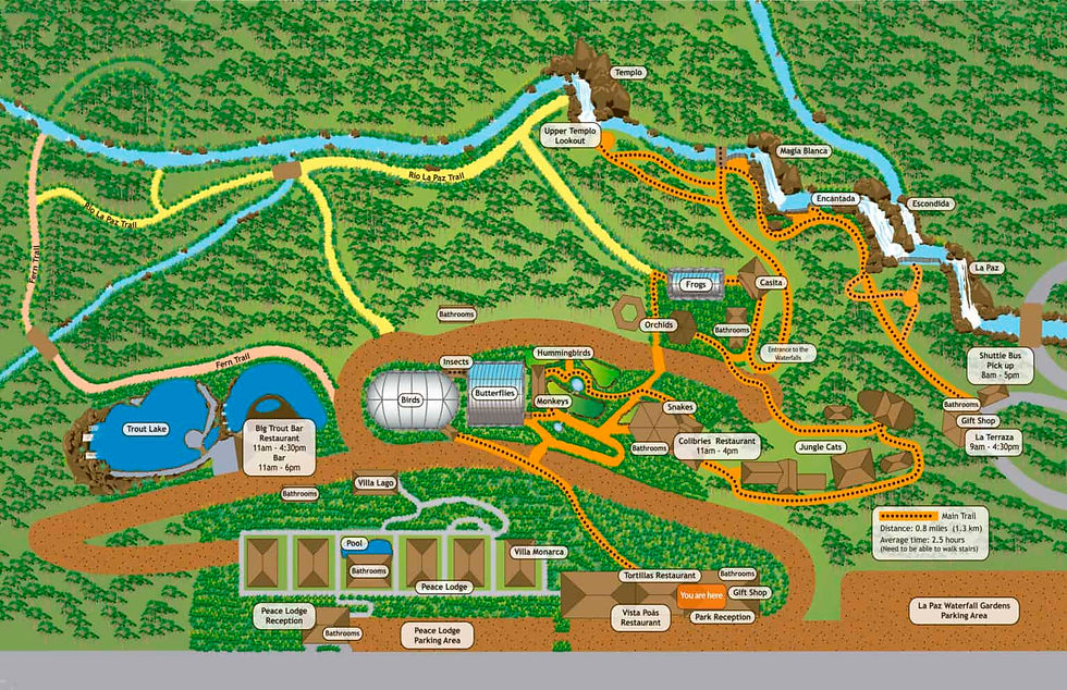 Map of La Paz Waterfall Gardens and Peace Lodge