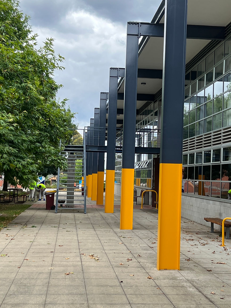 Commercial painting works delivered by ATD to steel structures at Melbourne Polytechnic as part of a major education and infrastructure upgrade