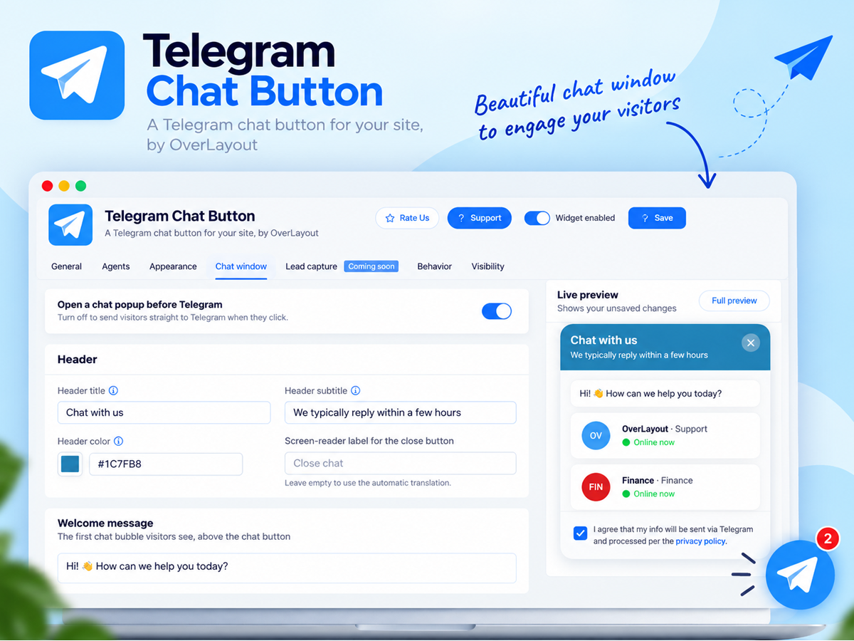 Telegram Chat Button screenshot 4