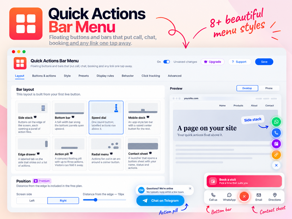 Quick Actions Bar Menu screenshot 1