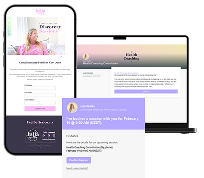 Julia Wuttke health coaching booking and consultation pages