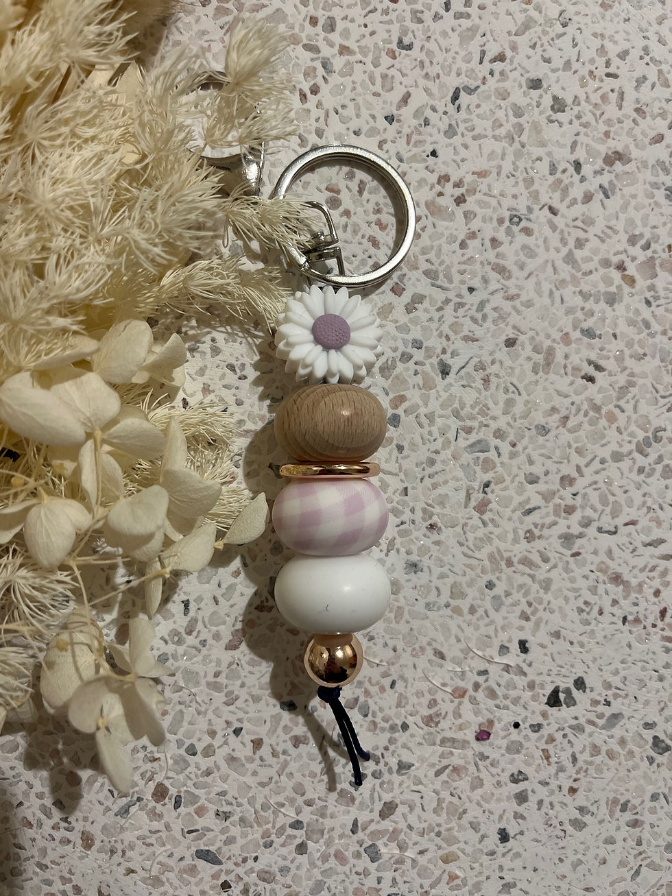 Lilac gingham keychain