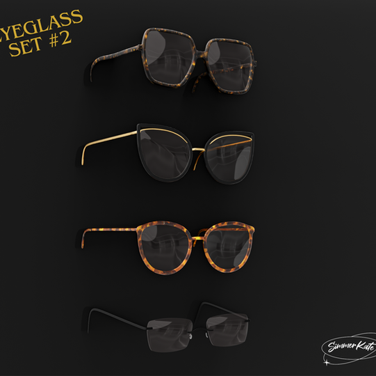 Sims 4 Maxis Mix  eyeglasses CC in multiple swatches with a modern, minimalist style