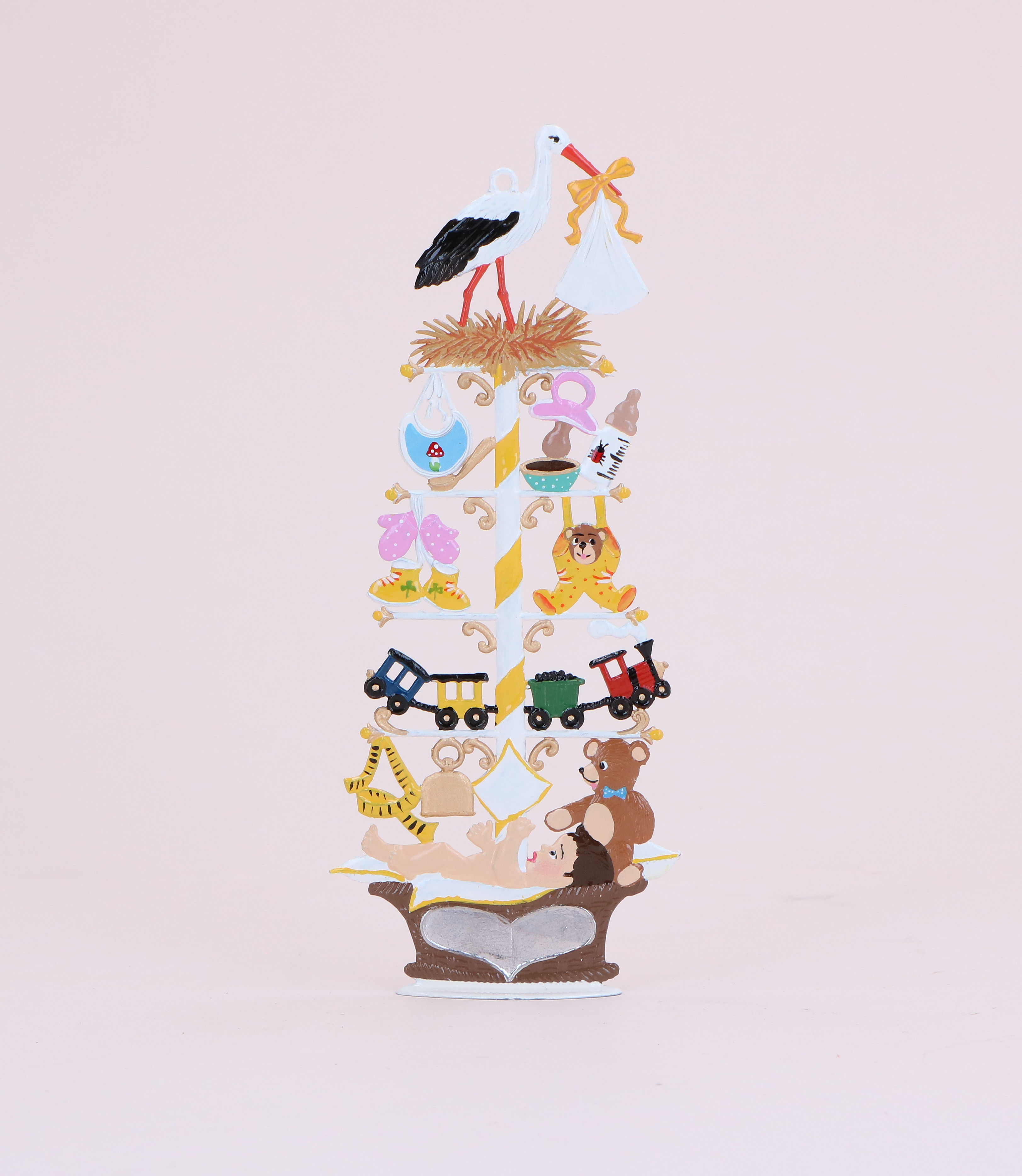 Tinnen geboorteboom - geel