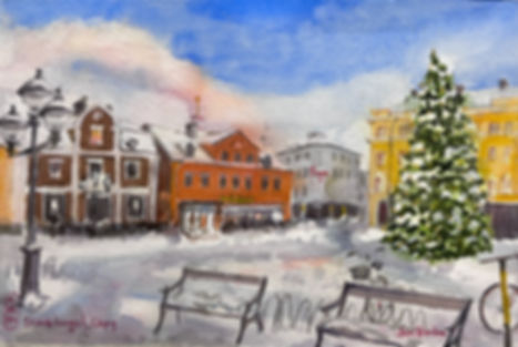 Vykort - Vinter på Stora Torget, Linköping