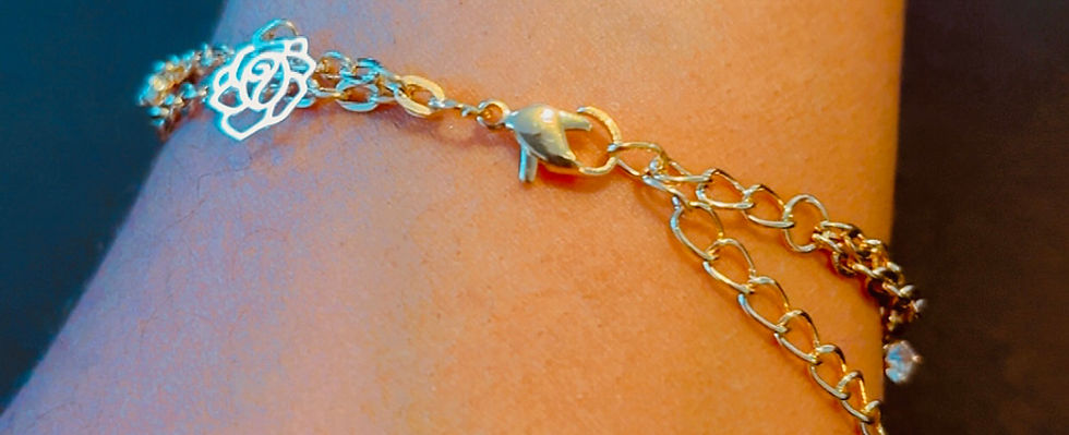 Thumbnail: Golden Flower Double Chain Bracelet 