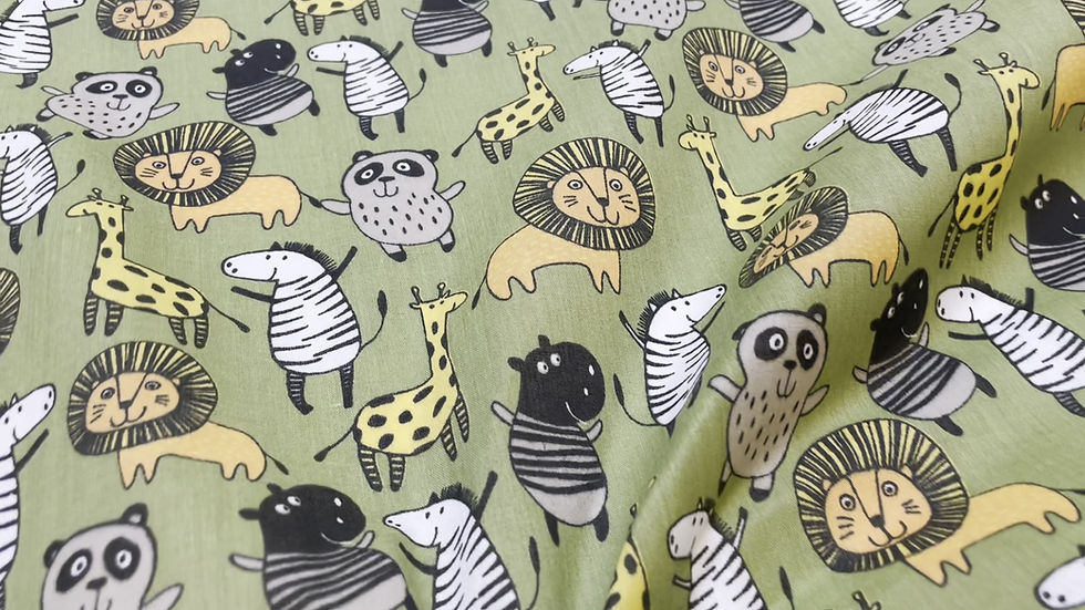 Thumbnail: Jungle Animals Polycotton Polycotton Fabric