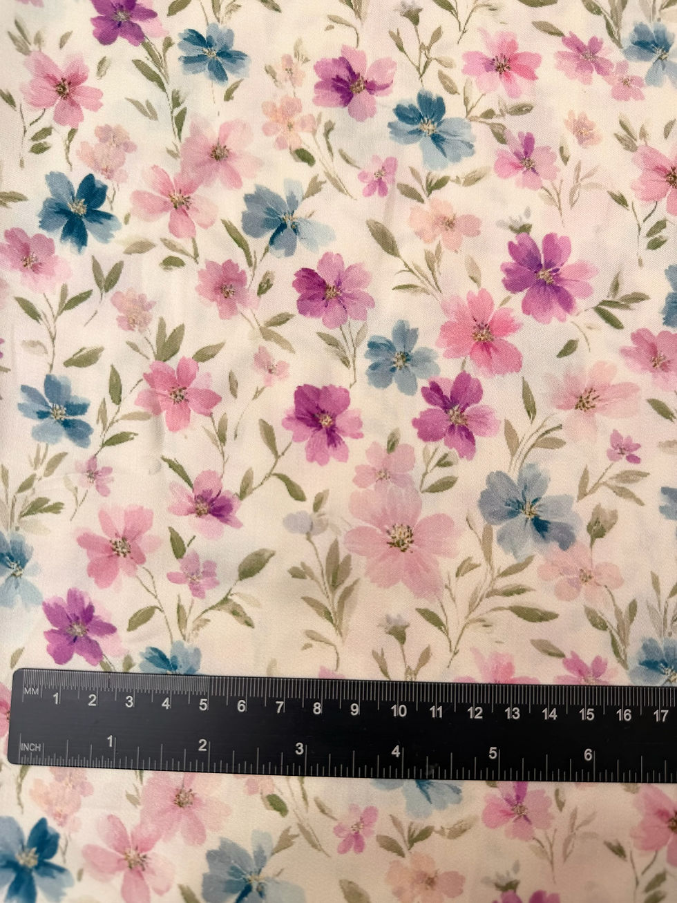 Floral Drift Cream 100% Lyocell Viscose Fabric Close Up