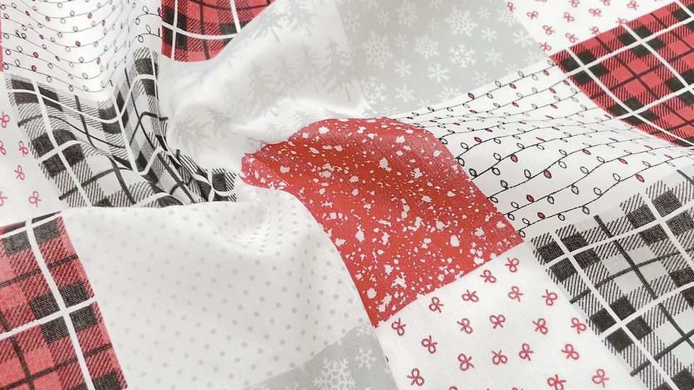 Thumbnail: Christmas Patchwork Polycotton Fabric