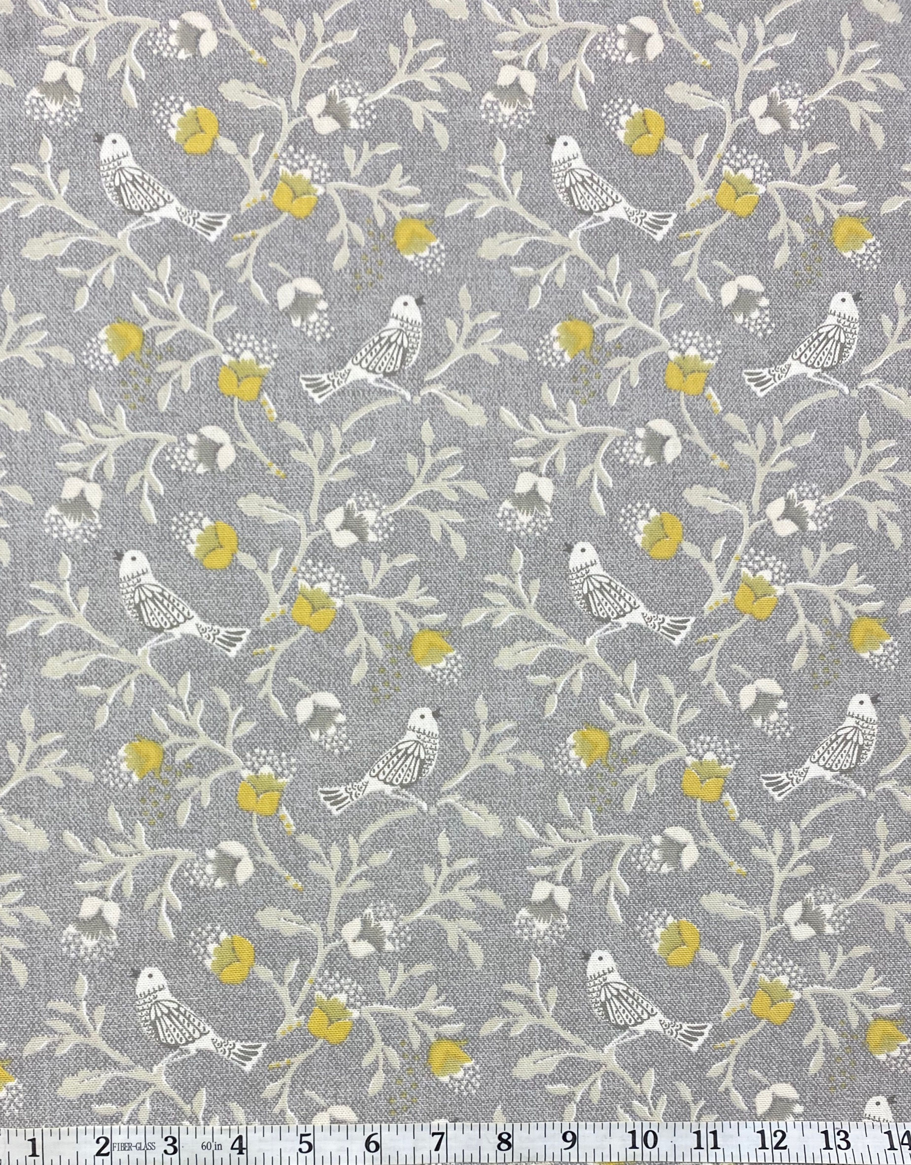 Birdsong Grey 100% Cotton Soft Furnishing Fabric
