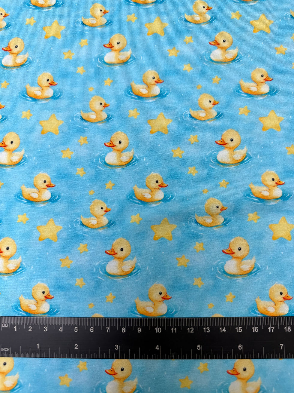 Ducks Blue Cotton Elastane Stretch Fabric Close Up