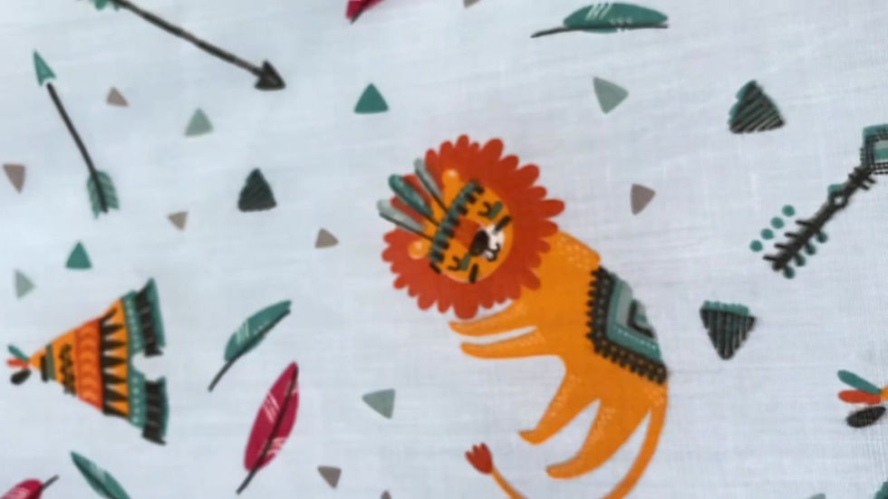 Thumbnail: Sleeping Lions Blue MP Polycotton Fabric