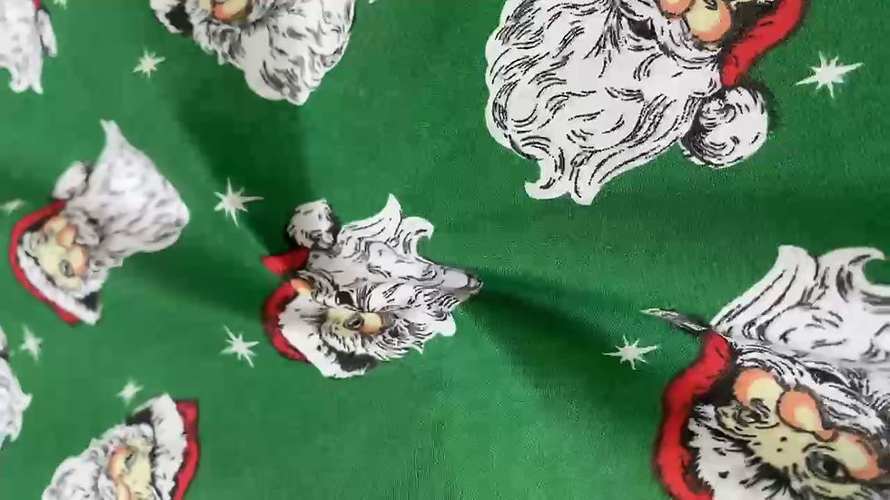 Thumbnail: Smiley Santa Christmas Polycotton Fabric