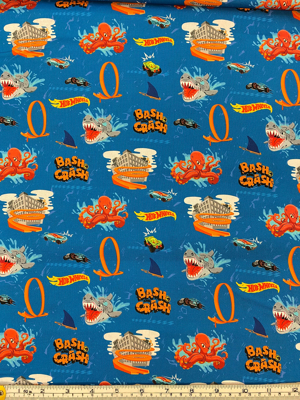 Thumbnail: Hot Wheels Creatures Shark 100% Cotton Fabric