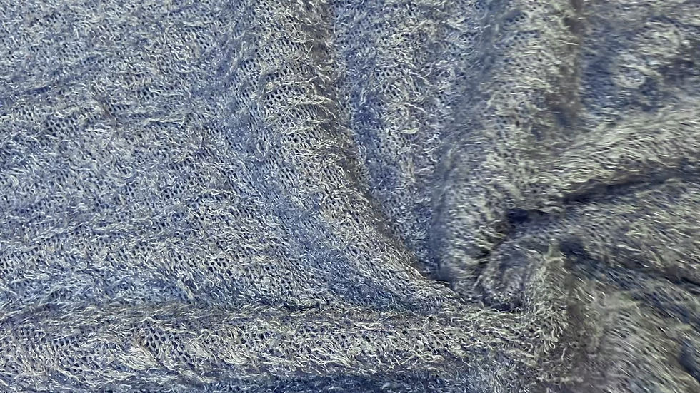 Thumbnail: Fluffy Knit Blue Polyester Fabric