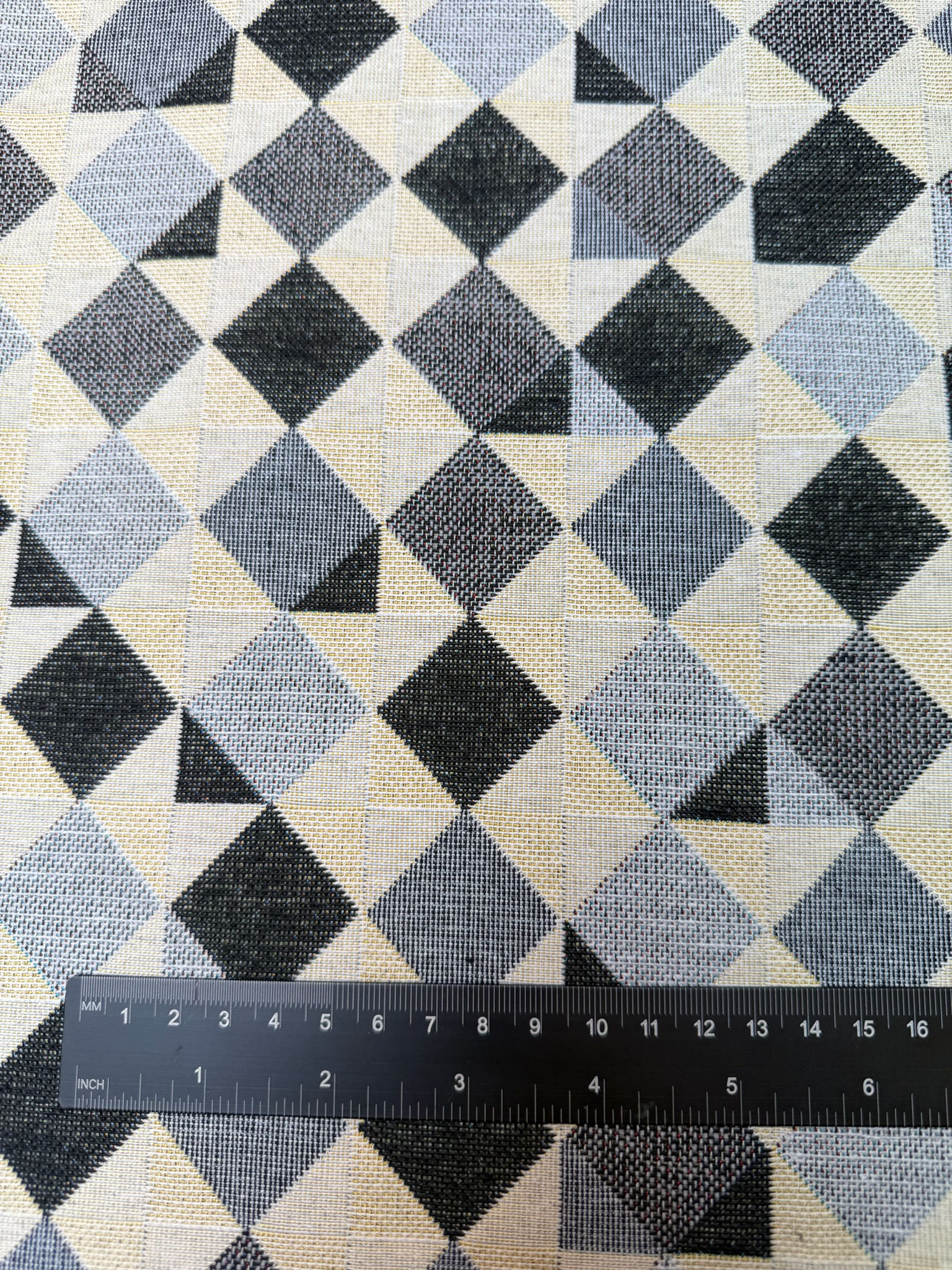 Black Grey Diamonds Polycotton Tapestry Fabric