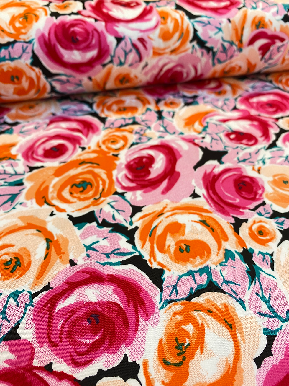 Thumbnail: Rose Floral Cotton Jardine Fabric
