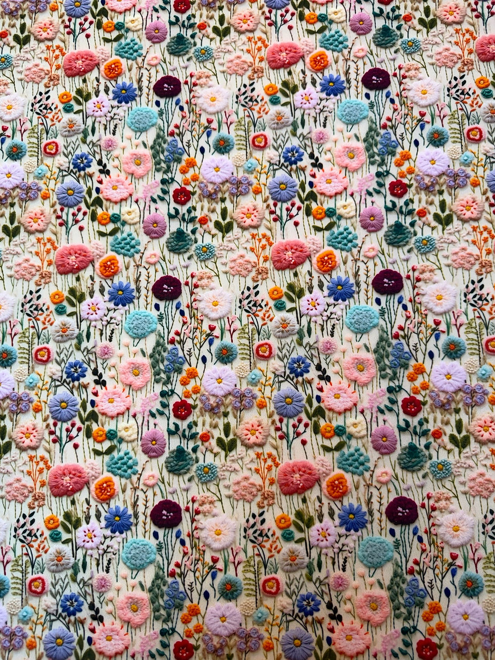 3D Spring Flowers Polycotton Fabric