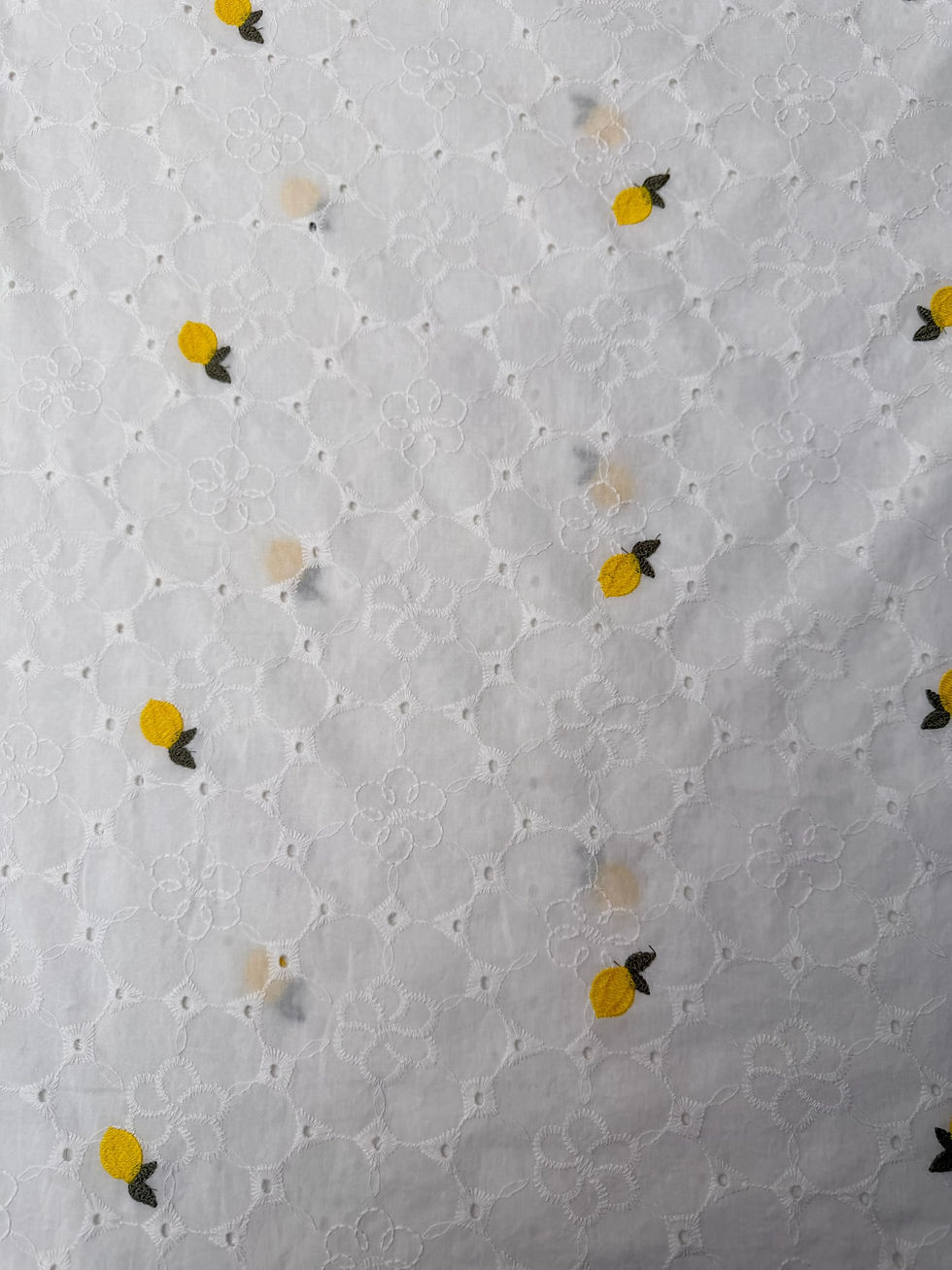 Lemons Cotton Anglaise Embroidered Fabric