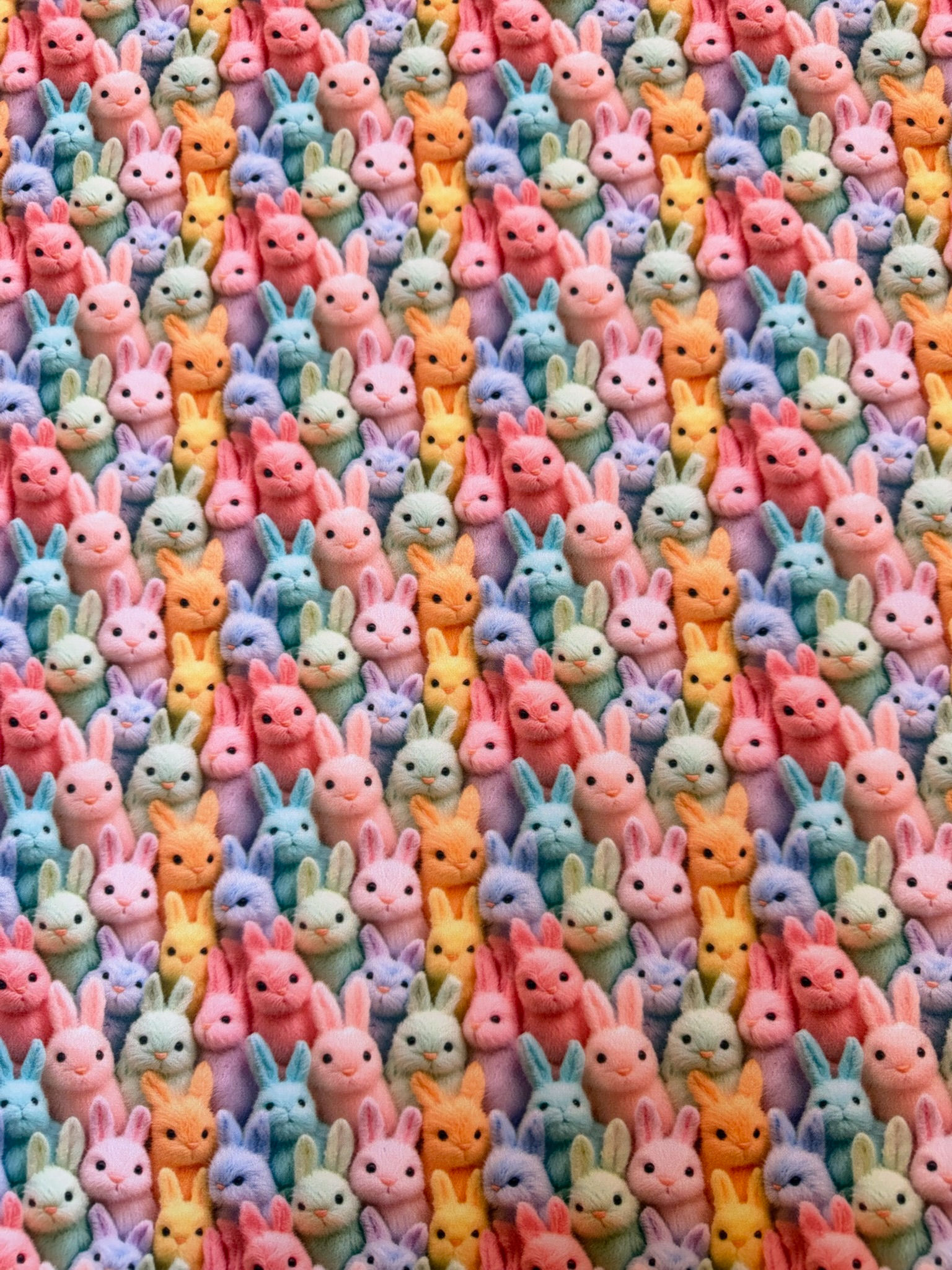 3D Rabbits Multicoloured Polycotton Fabric