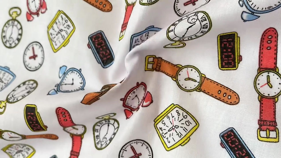 Thumbnail: Clocks & Watches Time Polycotton Fabric