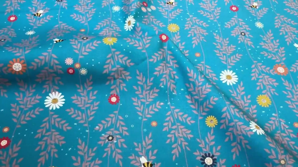 Thumbnail: Oh Blooming Dale Floral Turquoise 100% Cotton Fabric