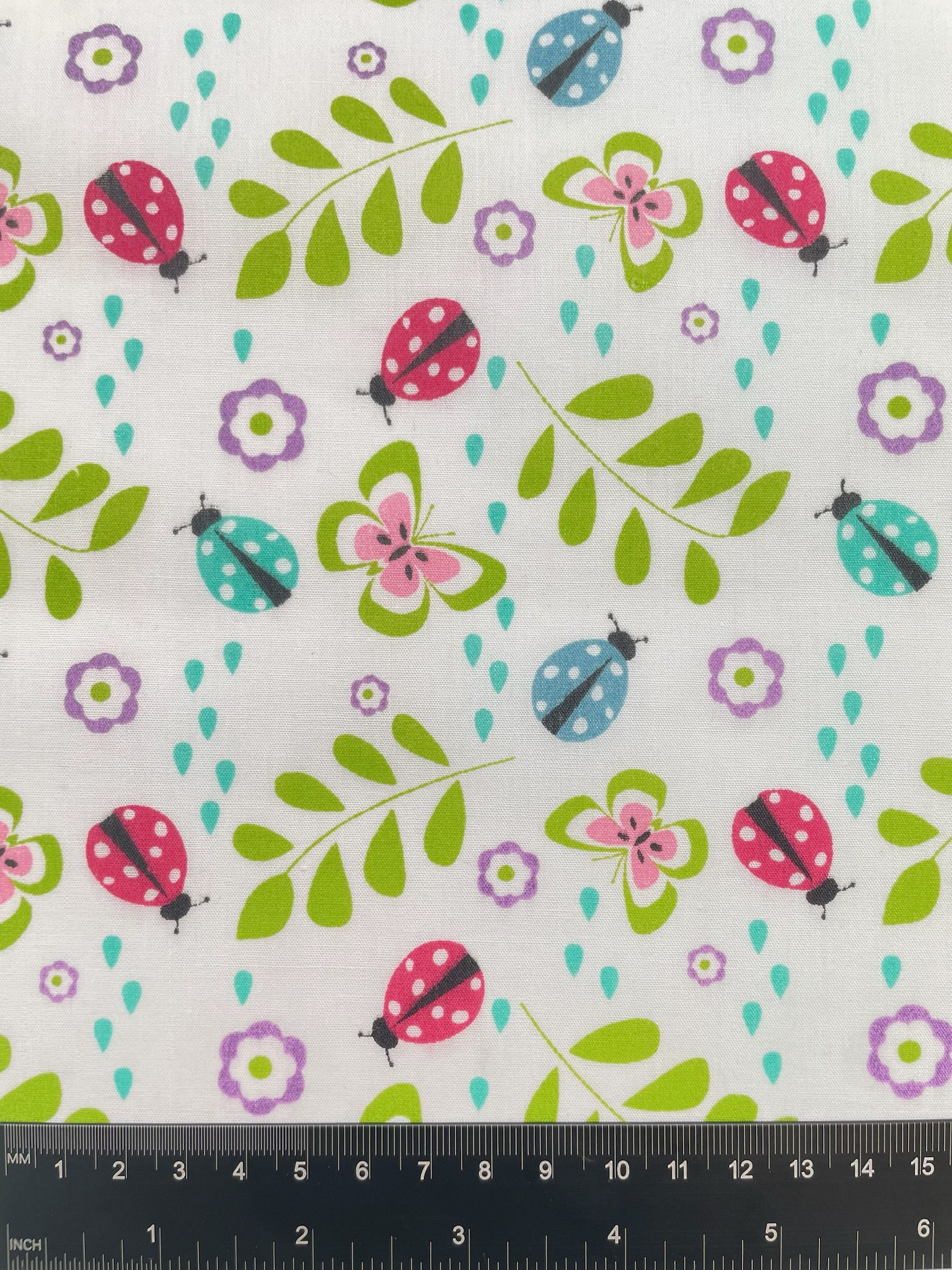 Insects Garden Pals White Polycotton Fabric