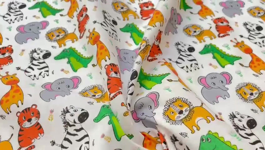 Thumbnail: Serengeti Safari Animals Polycotton Fabric