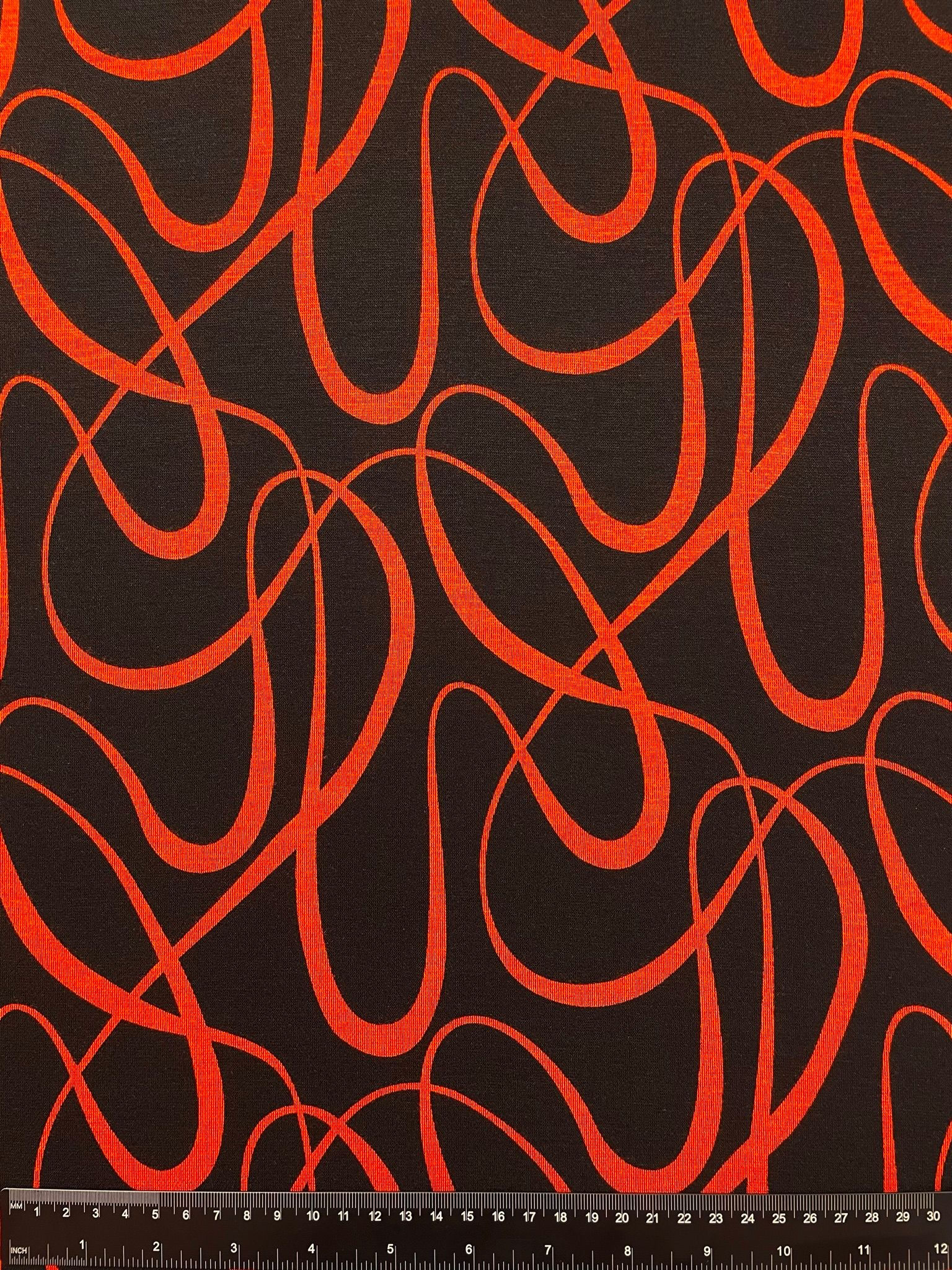 Swirly Swiggle Printed Viscose Ponteroma Jersey Stretch Fabric