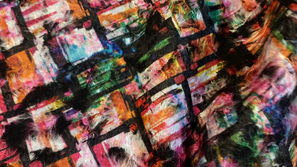 Thumbnail: Geometric Multicolour Feather Felted Polyester Fabric