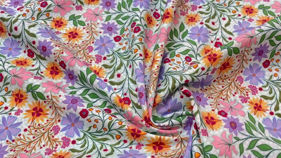 Thumbnail: Bright Botanical Floral 100% Cotton Fabric