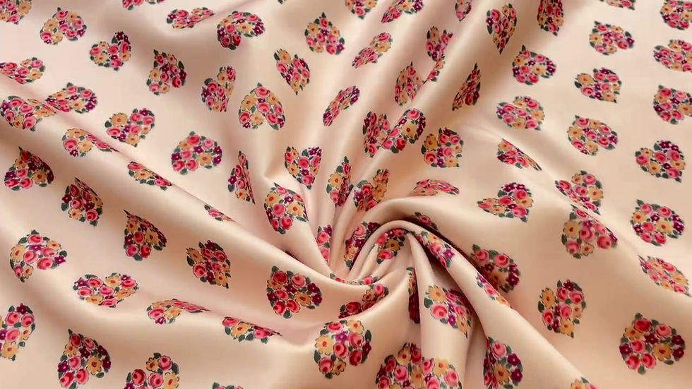 Thumbnail: Floral Hearts Stretch Polyester Fabric