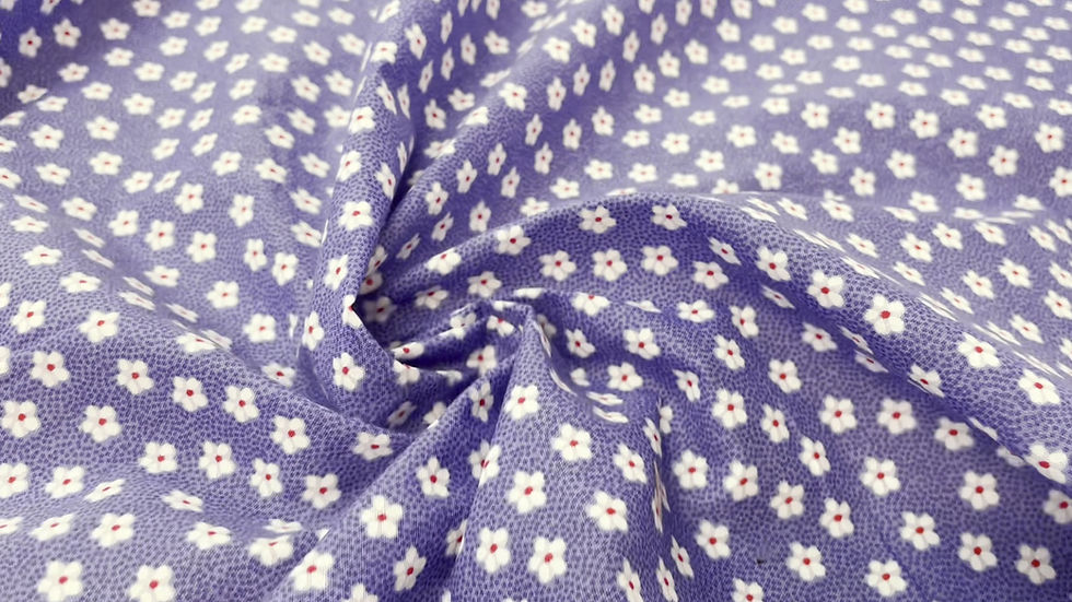 Thumbnail: Blue Ditsy Spot Floral Polycotton Fabric