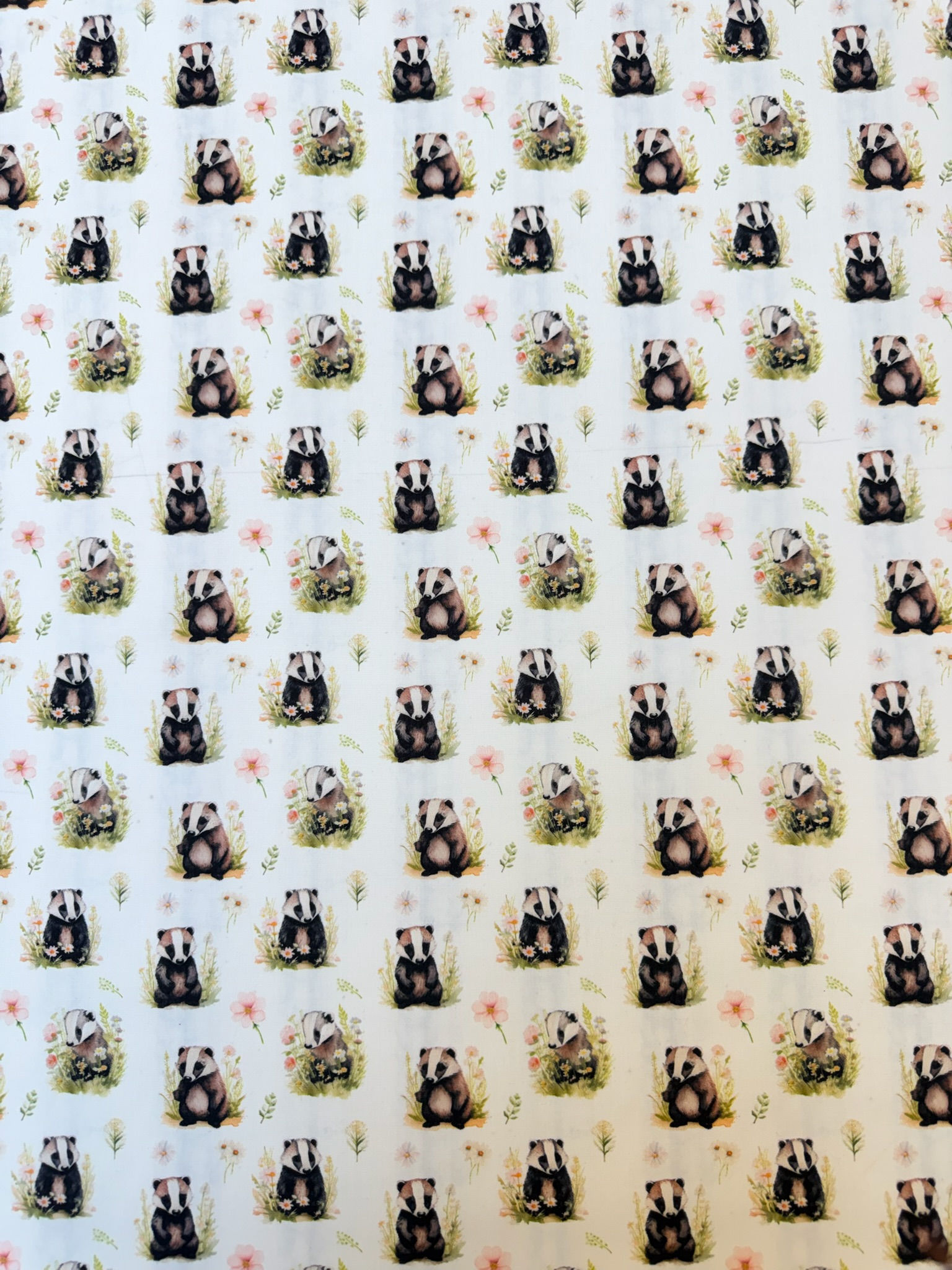 Meadow Badger Polycotton Fabric